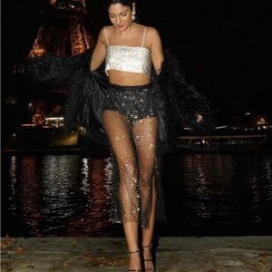 Zara sheer rhinestone midi skirt S